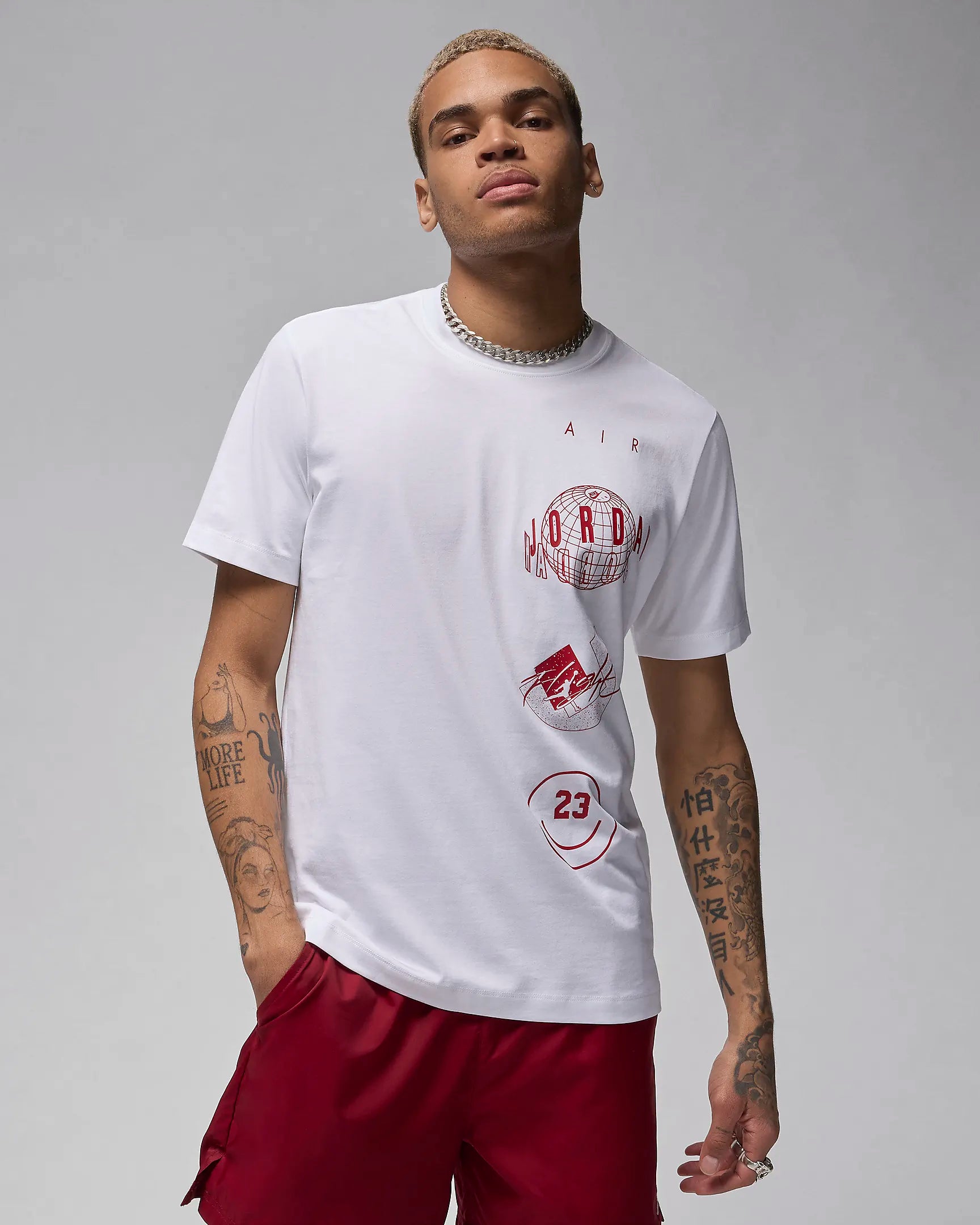 HOT Jordan Blanc T Shirt Jordan Rouge T-shirt Jordan Brand