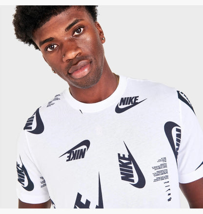 Tee Shirt Nike swoosh repeat Blanc /Bleu